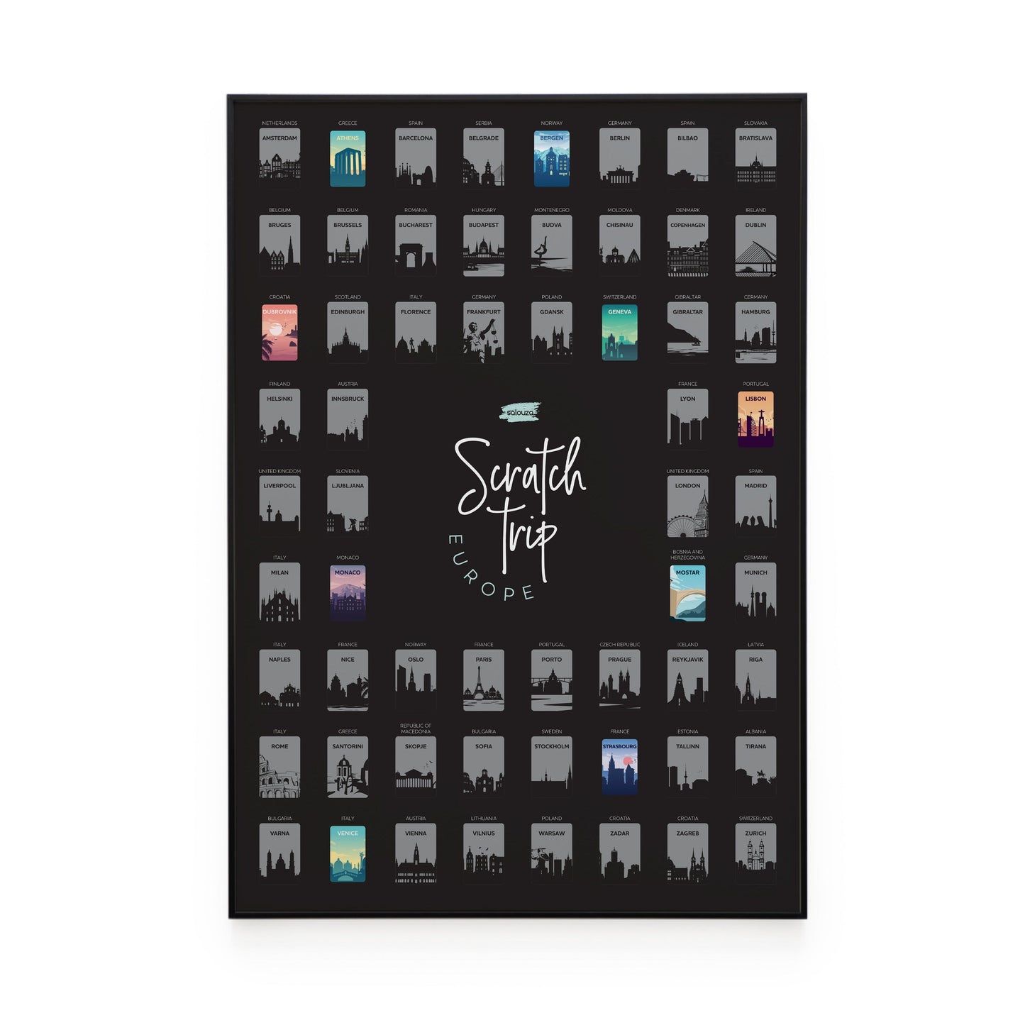 Scratch Off Cards and Poster set "ScratchTrip - Europe"